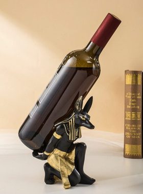 创意红酒架摆件阿努比斯神酒架家居装饰品树脂工艺品酒柜小摆设