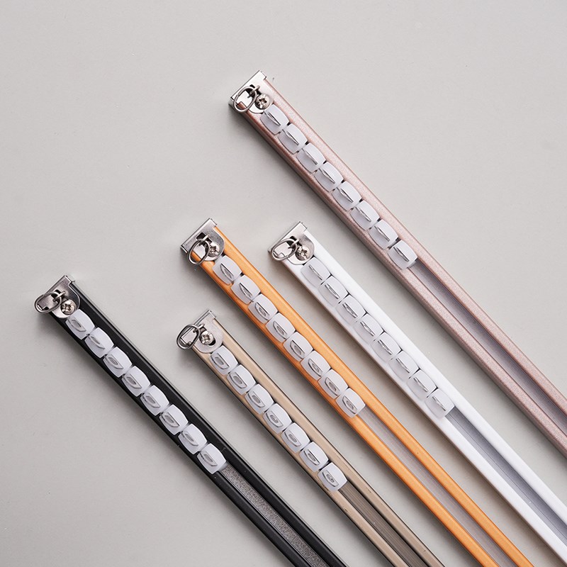 加厚静音窗帘轨道固定卡扣顶装侧装直轨弯轨超薄轨道X双轨滑轨滑