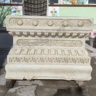 石雕须弥座汉白玉仿古盆景底座莲花座商务石桌子别墅庭院花盆石墩