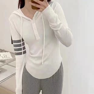 TB学院风修身 2025新款 女24春季 新款 收腰长高品 减龄休闲连帽针织衫