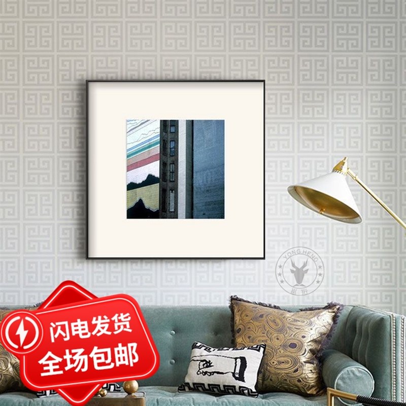 正方形后现代时尚建筑风格摆放工业风个性创意挂画客厅卧室装饰画图片