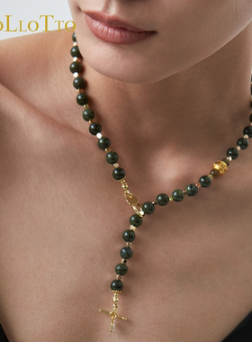 艺术设计墨绿透辉石玉女款项链