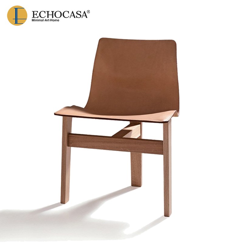 ECHOCASA 极简轻奢餐椅靠背椅书桌椅扶手黑胡桃实木家用休闲椅子