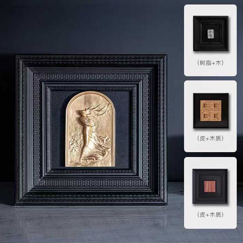 餐厅墙壁样板间展示柜陈列搭配装饰多款卧室艺术皮革鎏金布艺挂画图片
