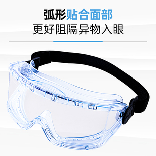 梅思安护目镜防护眼镜防飞沫防尘防雾防风沙飞溅透气透明骑行墨镜