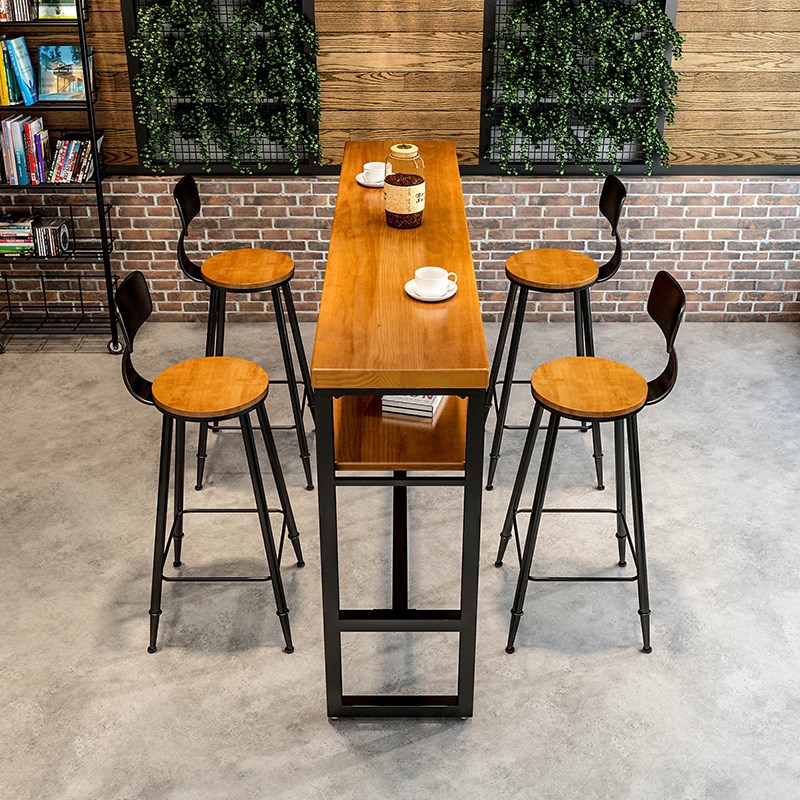 吧台桌椅实木铁艺家用客厅隔断奶茶咖啡厅甜品店酒吧茶水休闲组合