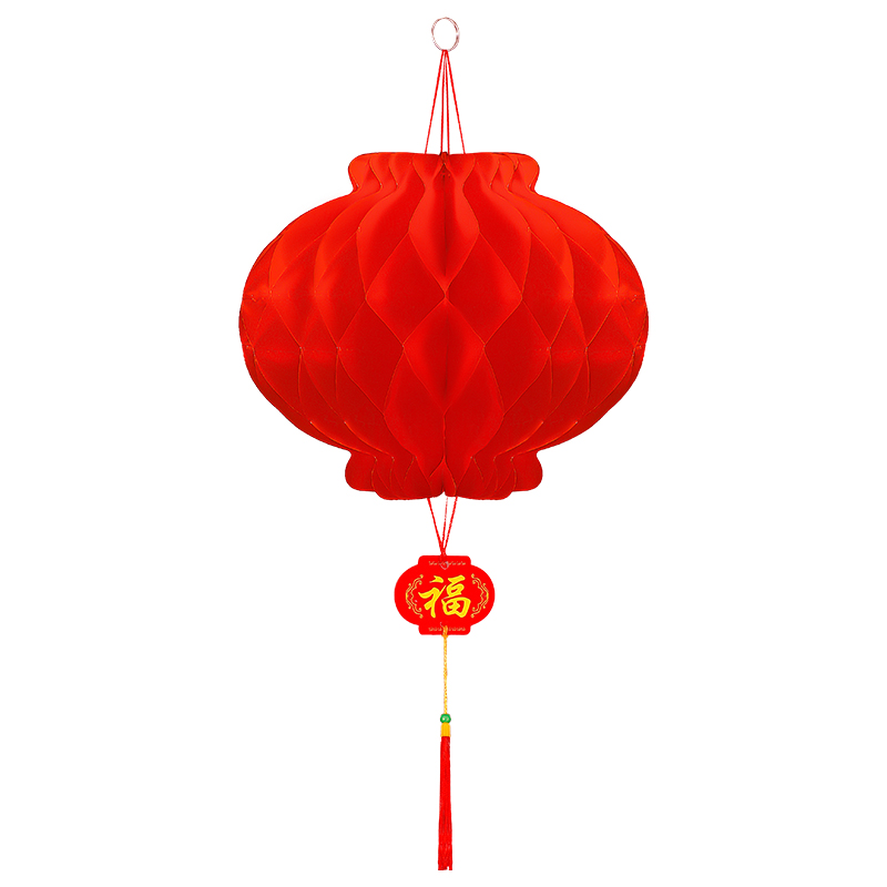 小红灯笼挂饰2023新款结婚蜂窝折叠新年户外树上装饰商场布置大门