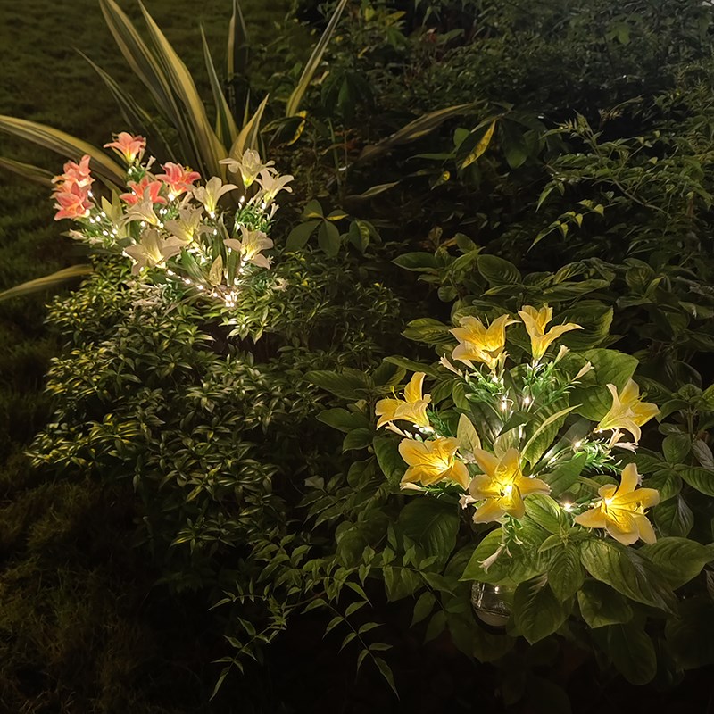 太阳能百合花灯花园庭院灯阳台别墅公园景观装饰灯草坪插地灯户外