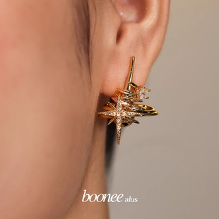 小众设计感立体星轨环绕星芒耳环女独特耳饰重工耳钉轻奢高级感