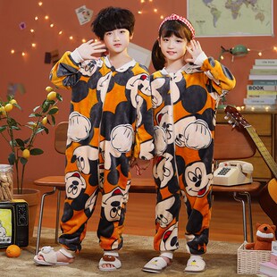 男童连体睡衣秋冬薄款珊瑚绒防踢被中大童男孩法兰绒冬季儿童睡袋