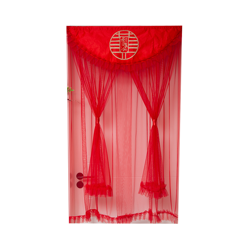 结婚网红门帘婚房卧室门免打孔隔断帘装饰家用喜庆防蚊纱婚庆用品
