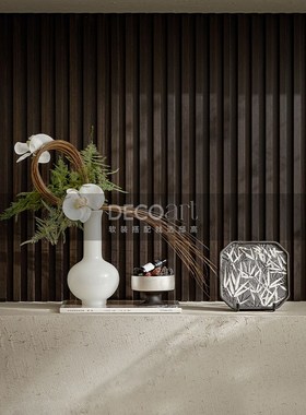 邸高家居 新中式样板间水墨云纹陶瓷装饰盘摆件玄关柜体陈列套装