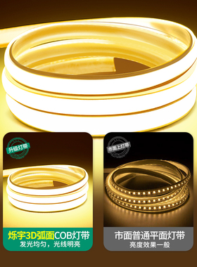 220v超亮cob灯带led灯条嵌入式客厅吊顶线形灯户外柔性防水软灯条