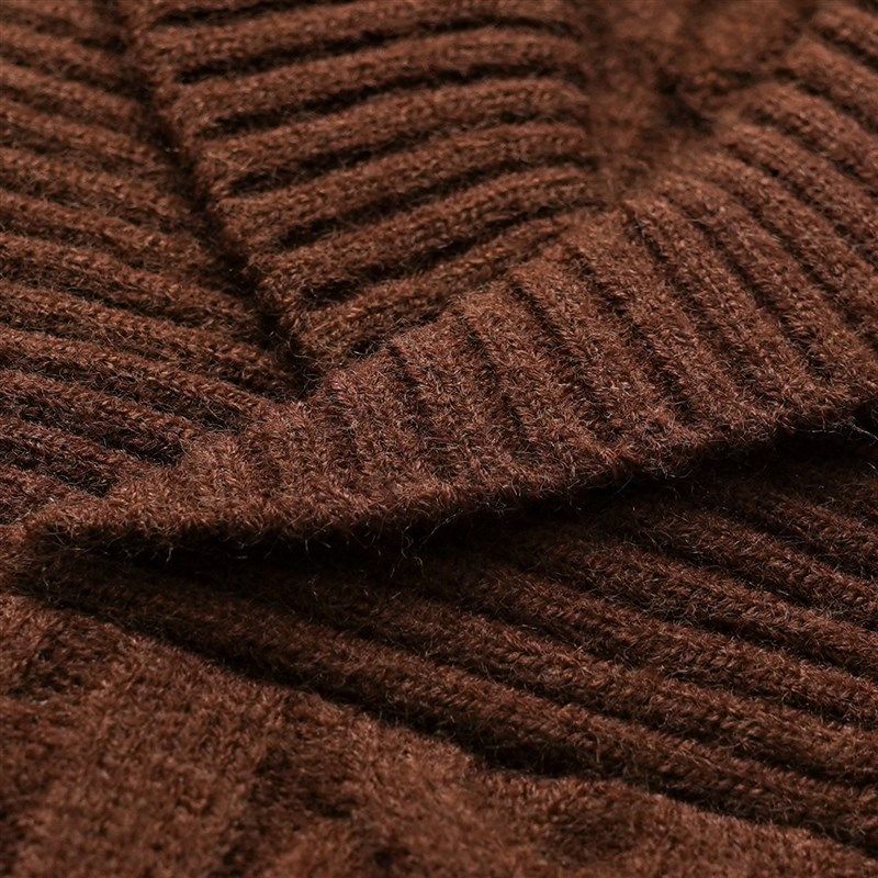 青果领毛衣男咖啡色翻领粗毛线保暖紧身秋冬扭花毛衣打底内搭加厚