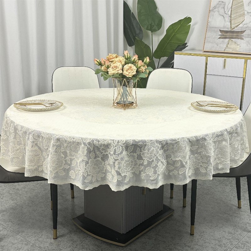 圆桌布防水防油免洗PVC塑料圆形茶几布防滑台布高级感桌垫餐桌布