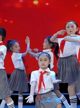 六一儿童演出服灰色合唱服男女童红领巾中小学生诗歌朗诵表演服装