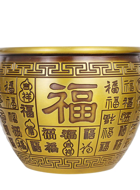 黄铜米缸铜百福缸摆件招财进宝缸聚宝盆存钱罐烟灰缸家居饰品精致