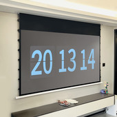 嵌入式 隐藏天花投影幕布家用高清抗光幕自动升降电动拉线投影幕布