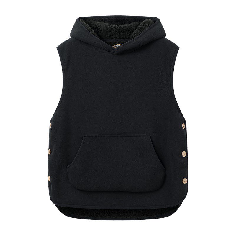 男装 2023冬季新款 两侧纽扣开叉加厚连帽男女情侣马甲背心 3971