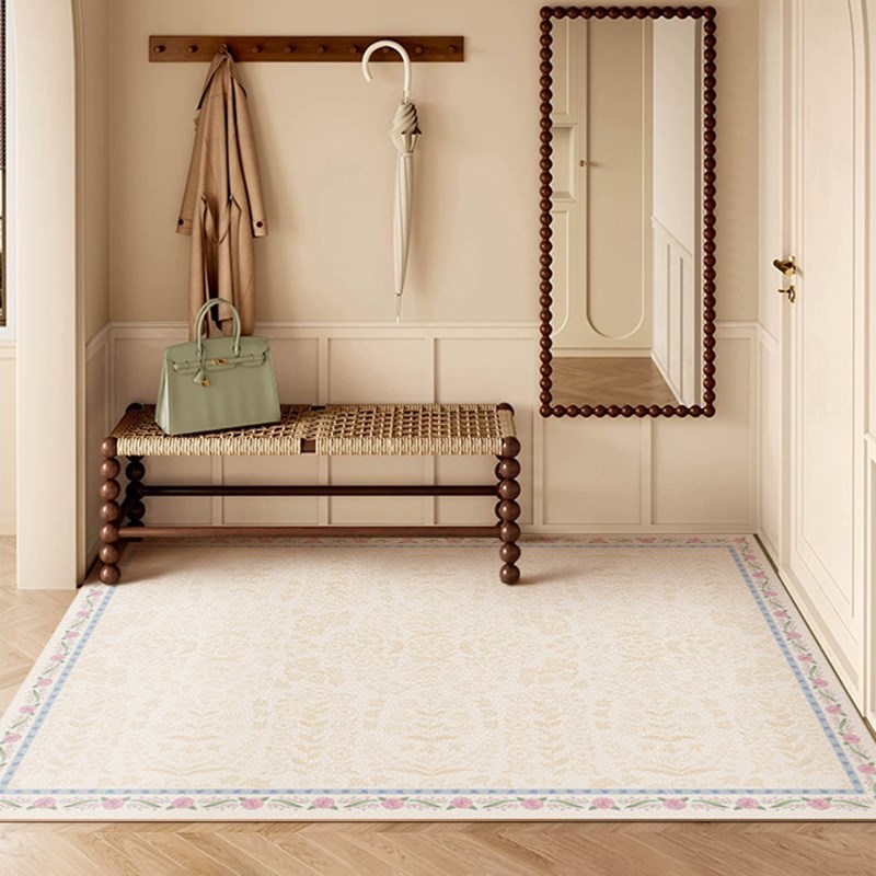 法式浪漫玫瑰皮革地垫大门地毯玄关复古入户门垫防滑脚垫防水防油