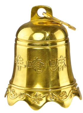 纯黄铜铃铛铜钟 六字真言铜钟风铃挂件家居装饰摆件大小号工艺品