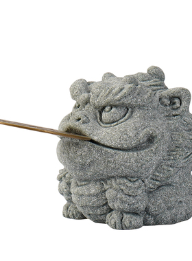 创意可爱招财小金蟾茶宠茶玩摆件青砂石工艺礼品摆饰鱼缸造景桌面