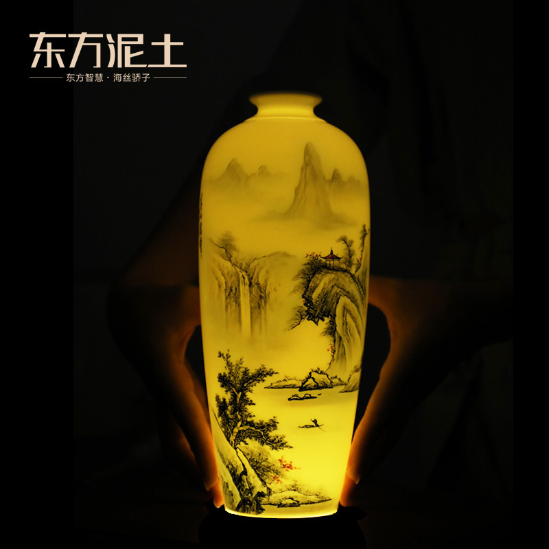 东方泥土新中式手绘陶瓷花瓶摆件古典家居客厅电视柜博古架装饰品,家居饰品,花瓶,淘宝优惠券,粉丝福利购,淘宝优惠卷