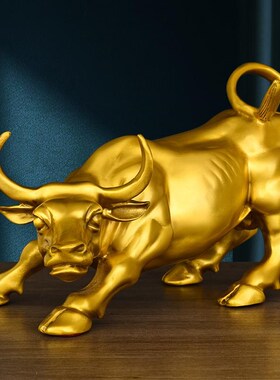 铜牛摆件黄铜生肖牛气冲天铜华尔街旺市牛转乾坤客厅办公室摆设纯