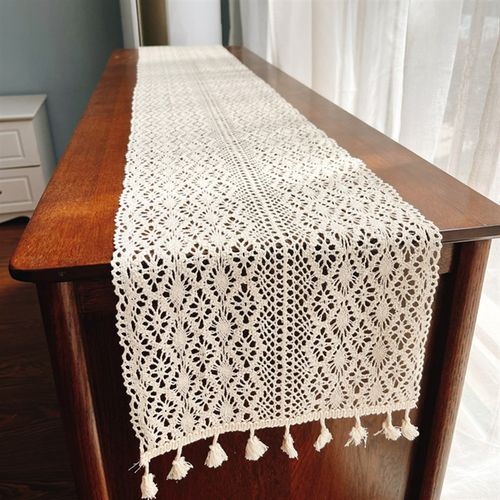 美式田园复古纯棉钩花蕾丝电视柜餐边柜斗柜鞋柜餐桌茶几桌布桌旗