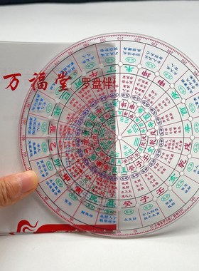 高精度透明罗盘罗庚尺33孔48孔立极尺附八宅天星六十卦户型立极规