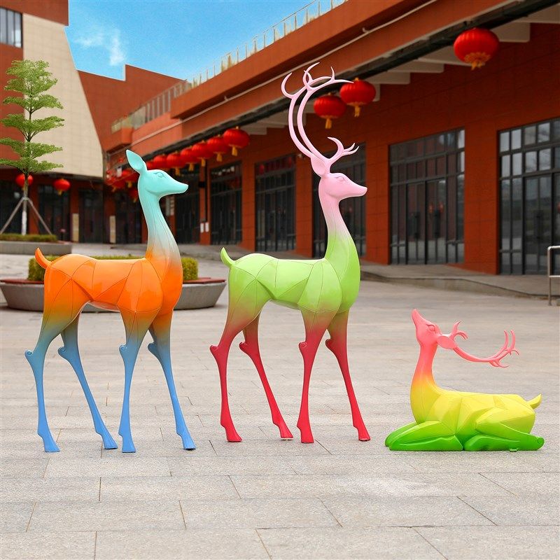 户外园林景观抽象渐变长颈鹿模型玻璃钢材质售楼部大型装饰品摆件,家居饰品,户外/庭院摆件,淘宝优惠券,粉丝福利购,淘宝优惠卷