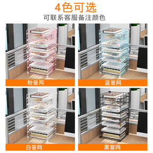 文件柜分层架落地带轮子印表机置物架靠墙铁网办公室A4文件收纳柜