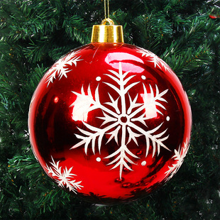 30cm圣诞节装 25cm 饰 20cm 龙虎圣诞球电镀塑料亮光彩绘球15cm