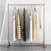 店挂衣架陈列中岛货架阳台晾晒带轮 女装 不锈钢服装 店展示架落地式