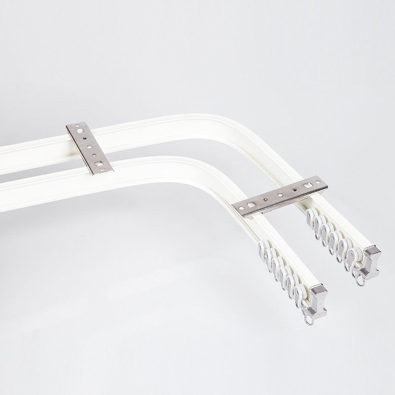 窗帘轨道弯轨配件滑轮滑轨飘窗u型可弯挂钩顶装单导轨双轨侧装盒