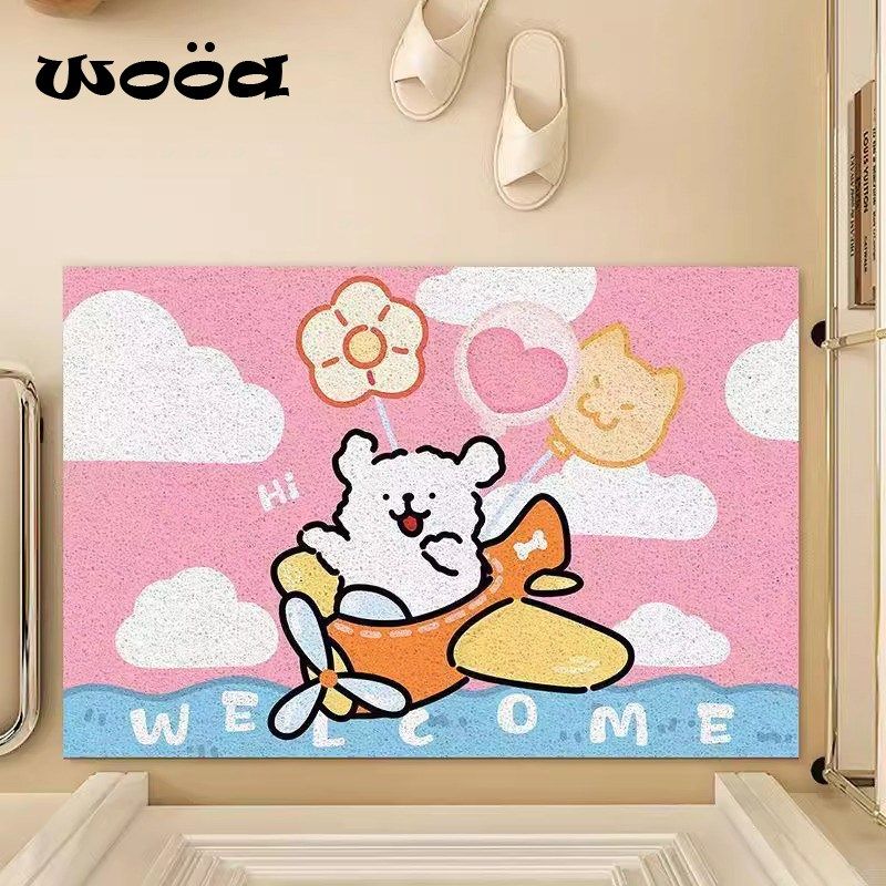 可爱小狗线条小狗入户门地垫丝圈脚垫可裁剪可爱卡通门垫蹭土耐脏,居家布艺,入户地垫,淘宝优惠券,粉丝福利购,淘宝优惠卷