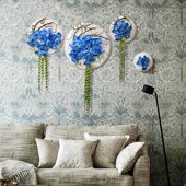 新中式 饰品挂件背景墙玄关假花壁饰室内墙壁墙上免打孔挂饰 墙上装