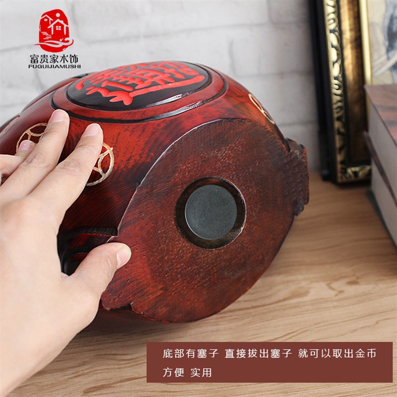 招财财神爷大号木质存钱罐店铺公司开业礼品储蓄罐客厅装饰品摆件