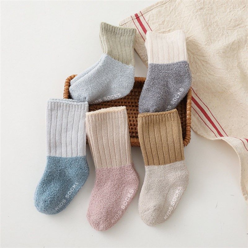 婴儿袜子加绒加厚珊瑚绒保暖小童初生新生儿男女宝宝长筒袜秋冬季