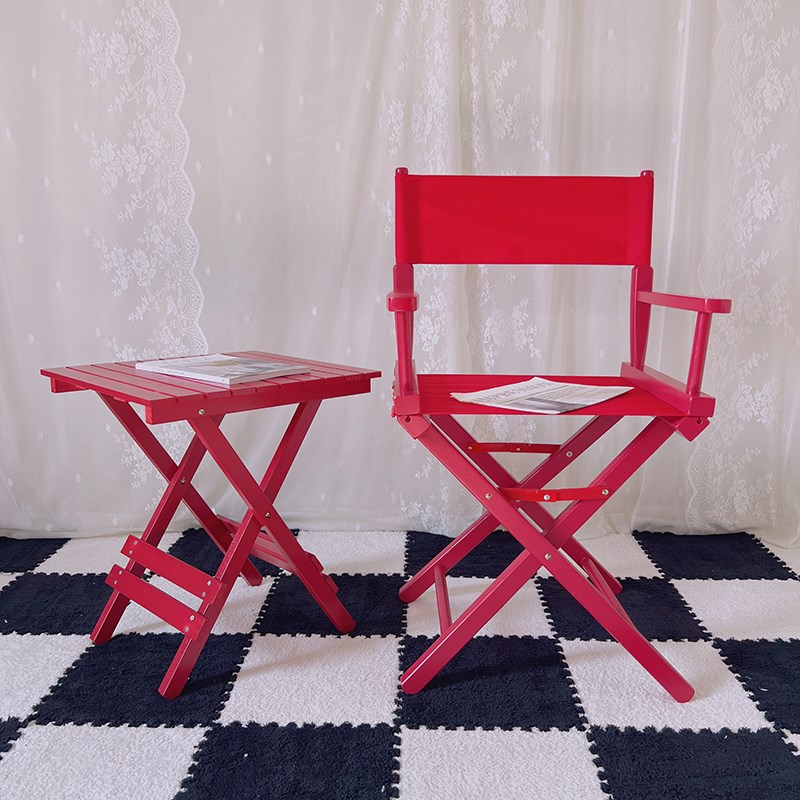 实木导演椅便携折叠椅子户外露营椅网红拍照椅休闲帆布靠背吧台椅