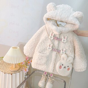 女童外套秋冬款婴儿加绒上衣保暖棉服小女孩冬装大衣女宝宝毛毛衣