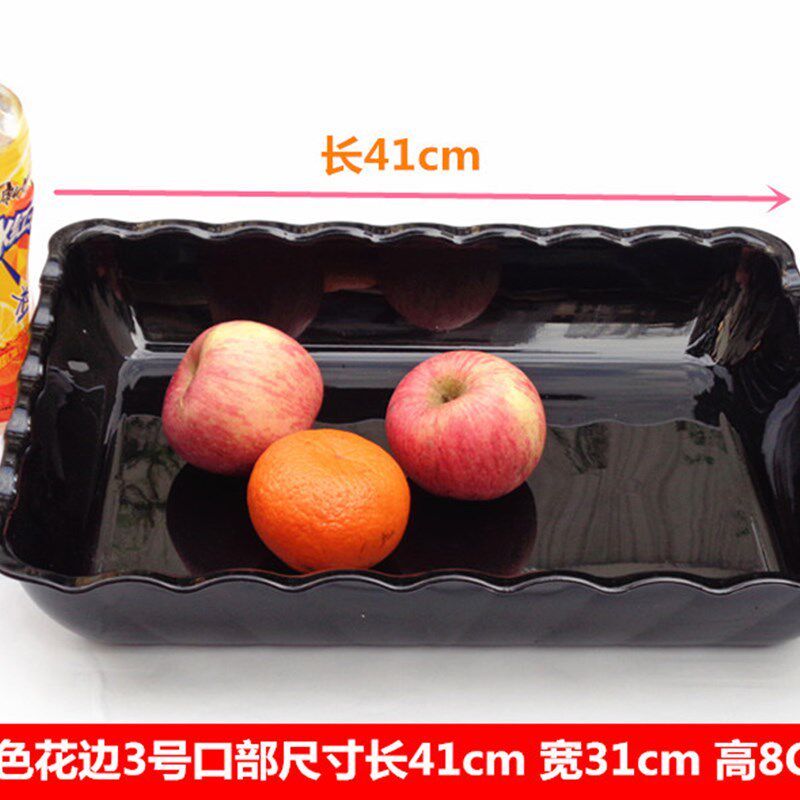 pc亚克力黑色塑料方盘冰盘加厚长方形点心托盘凉菜冷藏冰冻饺子盘