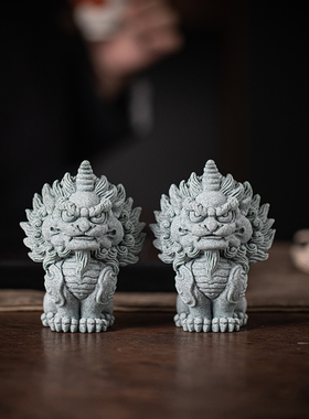 创意招财独角神兽茶宠摆件新中式瑞兽貔貅鱼缸造景盆栽桌面装饰品