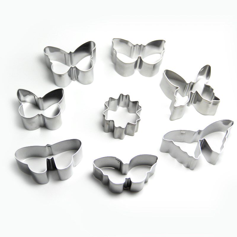 8件套蝴蝶不锈钢饼干模具套装 蔬菜水果切模DIY翻糖蛋糕烘焙模型