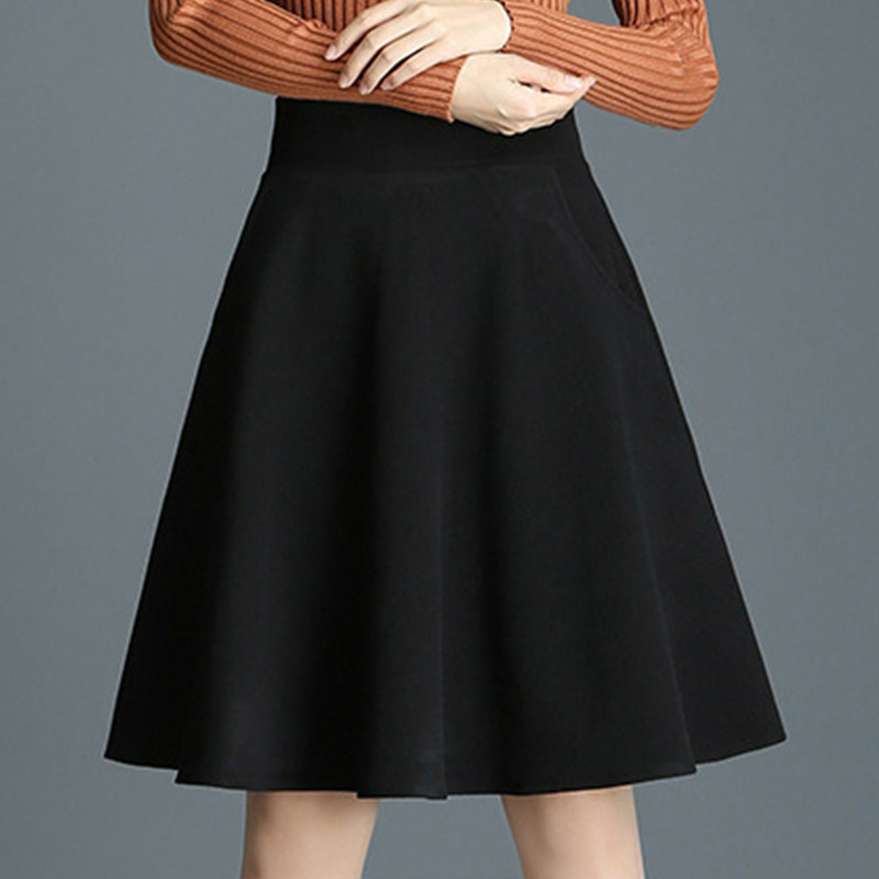 弹力高腰胖mm大码半身裙女中长款口袋A字群时尚百搭防走光蓬蓬裙