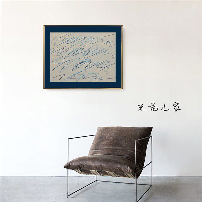 客厅轻画装饰奢 金属镜面留白线条画素描小众挂画极简逼格艺术画