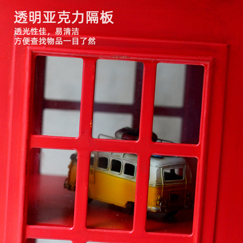 伦敦复古电话亭模型CD柜服装店酒吧咖啡厅装饰品落地摆件陈列道具