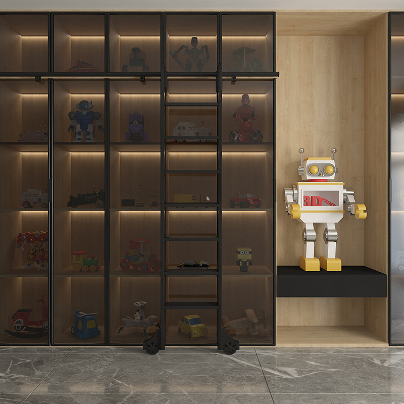 铝合金书架梯子移动爬梯书房书柜家用直梯室内阁楼衣柜柜子滑轮梯