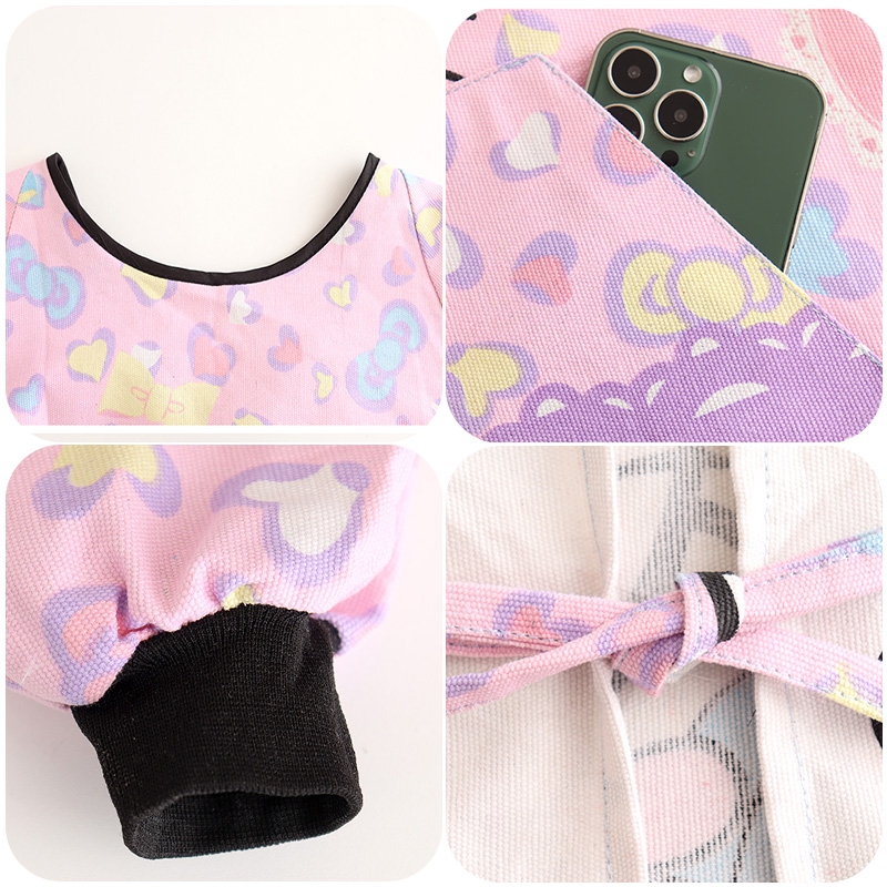 可爱洋气家用做饭厨房围裙女长袖罩衣工作服卡通年轻耐磨防污成人