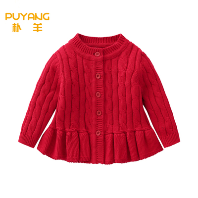 女童连衣裙秋冬装小女孩洋气公主针织裙子婴儿宝宝红色一周岁礼服